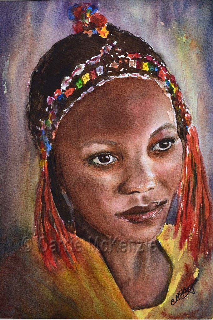 African girl painting