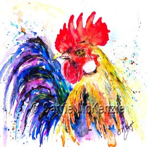 watercolour rooster