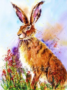 Watercolour Hare painting