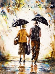 old couple, couple, rain, umbrella, raining, rainy day