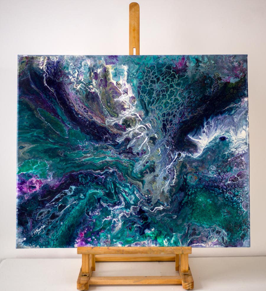 emerald seas, ABSTRACT, abstract art, art, abstract painting, absract acyrlic, purple, pink